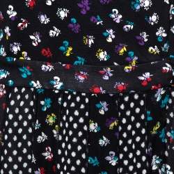 Pre Owned Diane von Furstenberg Floral & Dot Print Paneled Caprice Wrap Dress M