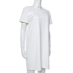 Pre Owned Diane von Furstenberg White Crepe Cecilia Shift Dress M
