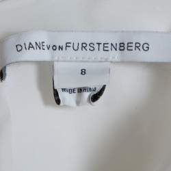 Pre Owned Diane von Furstenberg White Crepe Cecilia Shift Dress M