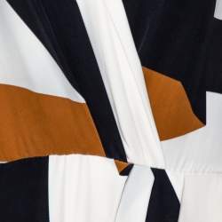 Pre Owned Diane Von Furstenberg Cream Ribbon Print Silk Ethyl Maxi Dress M