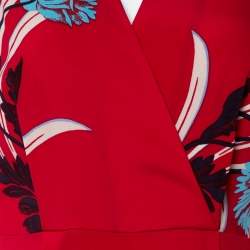 Diane Von Furstenberg Red Floral Print Crepe Farren Jumpsuit S