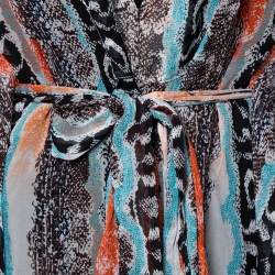 Pre Owned Diane Von Furstenberg Multicolor Printed Silk Annushka Belted Kaftan S