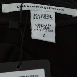 Pre Owned Diane Von Furstenberg Black Crepe Jeanne Wrap Dress S