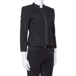 Pre Owned Diane Von Furstenberg Black Felted Wool Roccoco Jacket S