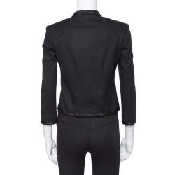 Pre Owned Diane Von Furstenberg Black Felted Wool Roccoco Jacket S