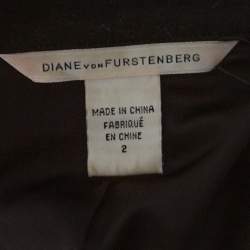 Pre Owned Diane Von Furstenberg Black Felted Wool Roccoco Jacket S
