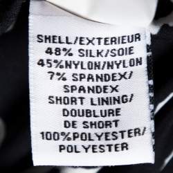 Pre Owned Diane Von Furstenberg Black/White Silk Blend Soleil Slit Back Romper S 