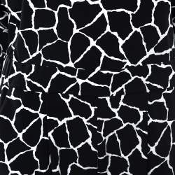 Pre Owned Diane Von Furstenberg Black/White Silk Blend Soleil Slit Back Romper S 