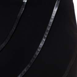 Pre Owned Diane Von Furstenberg Black Silk and Leather Trim Karina Mini Skirt S