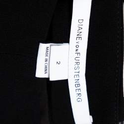 Pre Owned Diane Von Furstenberg Black Silk and Leather Trim Karina Mini Skirt S
