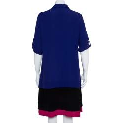 Pre Owned Diane von Furstenberg Colorblock Crepe Layered New Hatsu Dress M