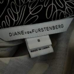Diane von Furstenberg Blue Printed Silk Jersey Orchid Maxi Wrap Dress M