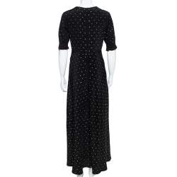 Pre Owned Diane von Furstenberg Black Crepe de Chine Silk Embellished Avianna Gown M