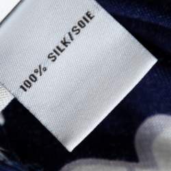 Pre Owned Diane Von Furstenberg Blue/White Floral Print Silk Jersey Draped Nobuko Dress L