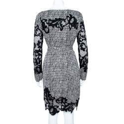 Pre Owned Diane von Furstenberg Monochrome Stretch Silk Ernestina Dress M