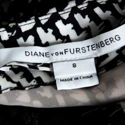 Pre Owned Diane von Furstenberg Monochrome Stretch Silk Ernestina Dress M