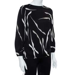 Pre Owned Diane von Furstenberg Black Stretch Silk Open Back Evvy Blouse P