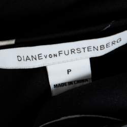 Pre Owned Diane von Furstenberg Black Stretch Silk Open Back Evvy Blouse P