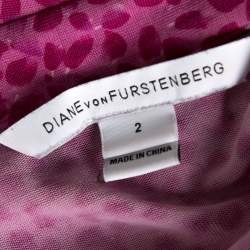 Pre Owned Diane von Furstenberg Pink Printed Silk Jilda Two Wrap Dress S