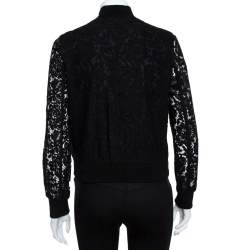 Pre Owned Diane von Furstenberg Black Lace Kennadie Bomber Jacket P