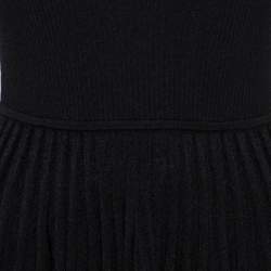 Pre Owned Diane von Furstenberg Black Tiered Plissé Knit Sharlynn Dress P