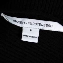 Pre Owned Diane von Furstenberg Black Tiered Plissé Knit Sharlynn Dress P