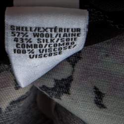 Pre Owned Diane von Furstenberg Black Wool Silk Blend Floral Print Wrap Dress L