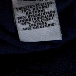 Pre Owned Diane Von Furstenberg Navy Blue Lace Detail Dress L