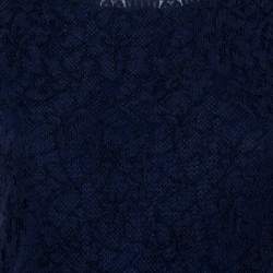 Pre Owned Diane Von Furstenberg Navy Blue Lace Detail Dress L