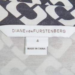Pre Owned Diane Von Furstenberg Monochrome Collared Abigail Maxi Wrap Dress S