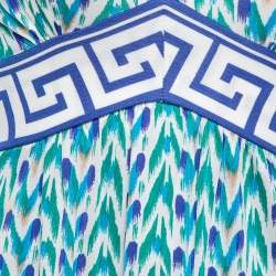 Pre Owned Diane von Furstenberg Blue Printed Silk Jersey Ophelia Dress S