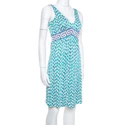 Pre Owned Diane von Furstenberg Blue Printed Silk Jersey Ophelia Dress S