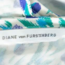 Pre Owned Diane von Furstenberg Blue Printed Silk Jersey Ophelia Dress S