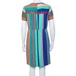 Pre Owned Diane Von Furstenberg Multicolor Burman Striped Knit Sheath Dress L