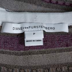 Pre Owned Diane Von Furstenberg White Banded Dot Knit Flote Skirt S