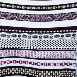 Pre Owned Diane Von Furstenberg White Banded Dot Knit Flote Skirt S