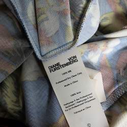 Pre Owned Diane Von Furstenberg Blue Floral Printed Silk Maxi Wrap Dress M