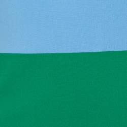 Pre Owned Diane Von Furstenberg Blue & Green Color Block Wool Sheath Dress M