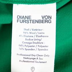 Pre Owned Diane Von Furstenberg Blue & Green Color Block Wool Sheath Dress M