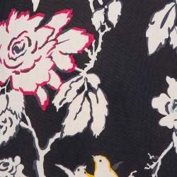 Pre Owned Diane von Furstenberg Black Floral Printed Silk Knit Shift Dress L