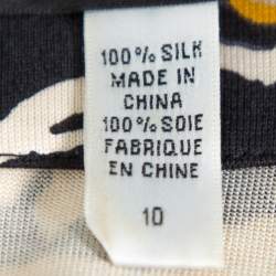 Pre Owned Diane von Furstenberg Black Floral Printed Silk Knit Shift Dress L