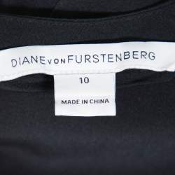 Diane von Furstenberg Black Silk Hilary Dress L