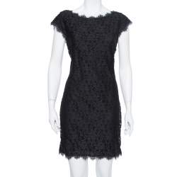 Diane Von Furstenberg Black Lace Barbara Shift Dress L