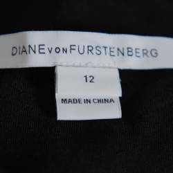 Pre Owned Diane Von Furstenberg Black Lace Barbara Shift Dress L