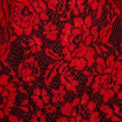 Pre Owned Diane Von Furstenberg Red Lace Scallop Detail Wrap Dress M