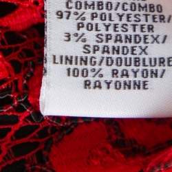 Pre Owned Diane Von Furstenberg Red Lace Scallop Detail Wrap Dress M