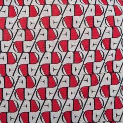 Pre Owned Diane Von Furstenberg Cream & Red Knit Logo Printed New Jeanne Wrap Dress L