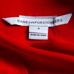 Pre Owned Diane Von Furstenberg Red Silk Pocket Detail Danielle Top S