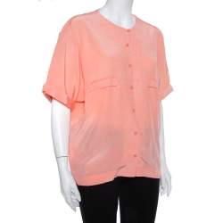 Pre Owned Diane Von Furstenberg Pink Silk Pocket Detail Oversized Dana Top S