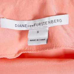 Pre Owned Diane Von Furstenberg Pink Silk Pocket Detail Oversized Dana Top S
